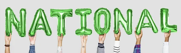 Luftballons Mit Grünem Alphabet Bilden Das Wort National — Stockfoto