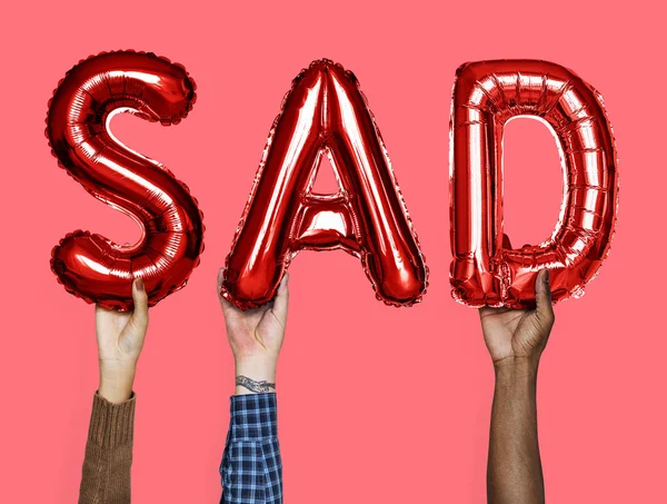 Hands Showing Sad Balloons Word — Stock Photo, Image