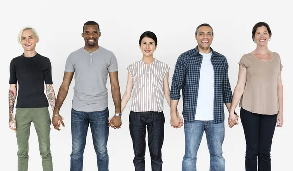 Happy Diverse People Holding Hands Together — Stock Photo, Image