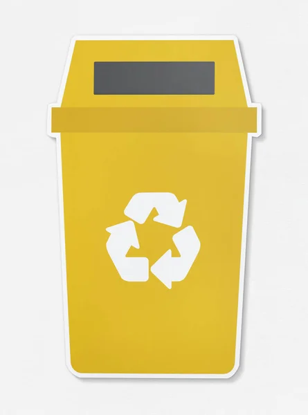 带回收符号的黄色垃圾桶 — 图库照片