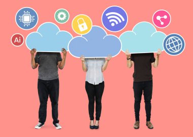 İnsanlar Cloud depolama simgeleri ağ