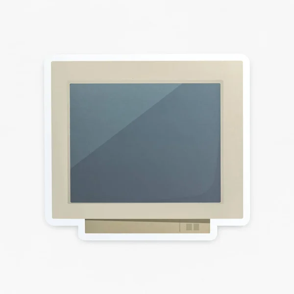 Retro Komputera Ikona Białym Tle — Zdjęcie stockowe