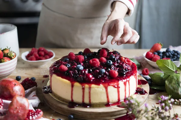 Baya Fresca Cheescake Comida Fotografía Receta Idea —  Fotos de Stock