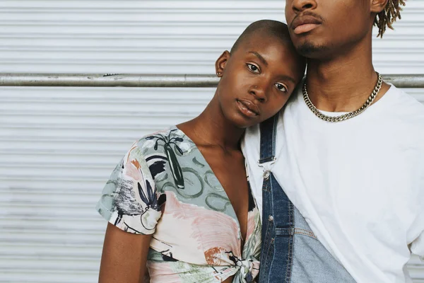 African American Couple Posing Wall — Stock Photo, Image