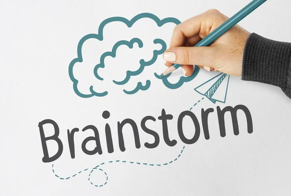 Escritura Mano Brainstorm Cuaderno — Foto de Stock