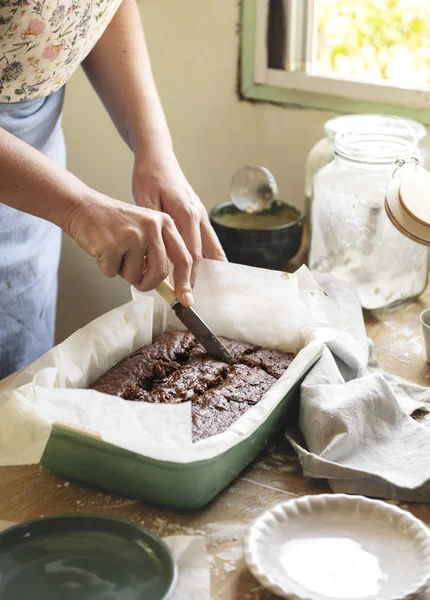 Hausgemachte Brownies Lebensmittel Fotografie Rezeptidee — Stockfoto