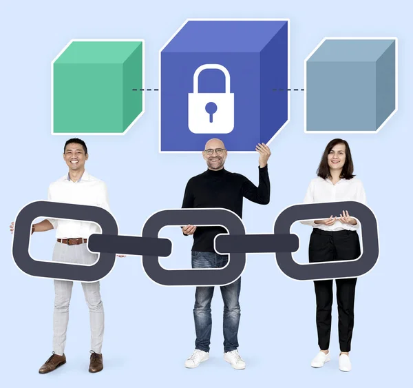 Programmers Secure Blockchain — Stock Photo, Image