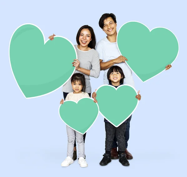 Mutlu Aile Kalp Simgeler Holding — Stok fotoğraf