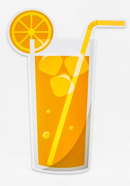Ett Glas Färsk Apelsinjuice Ikonen Isolerade — Stockfoto