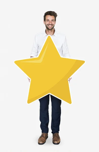 Businessman Showing Golden Star Rating Symbol — Stock Photo, Image