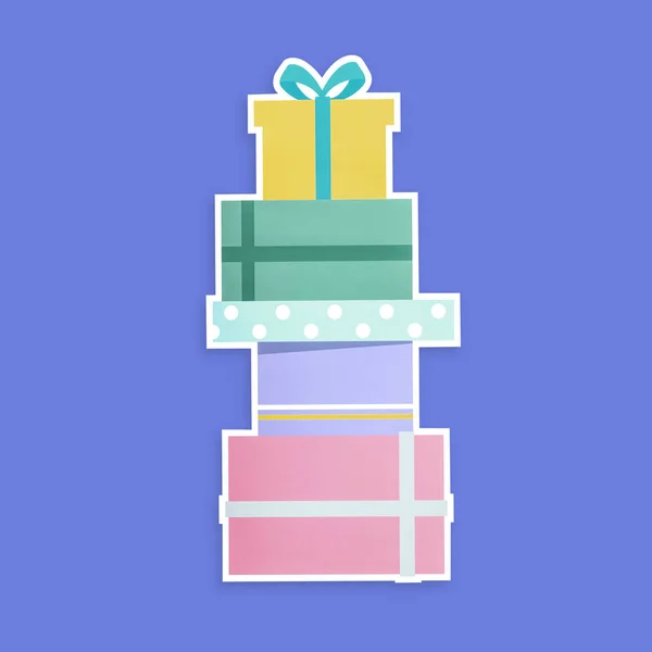 Stack Gift Boxes Icon Isolated Blue Background — Stock Photo, Image