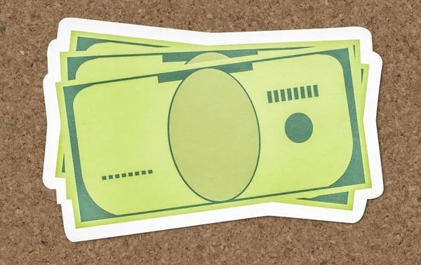 分離された緑の紙幣アイコン — ストック写真