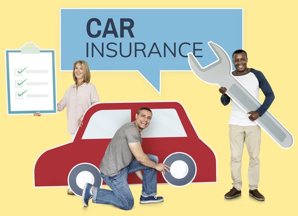 Personer Med Bil Försäkring — Stockfoto