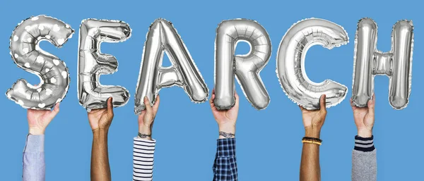 Hands Showing Balloons Word Search — Stock Photo, Image