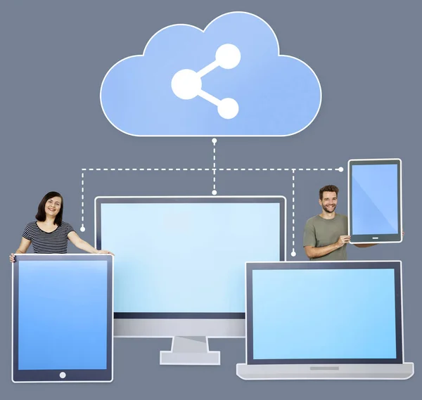 Lidé Cloud Computingu Ikony — Stock fotografie