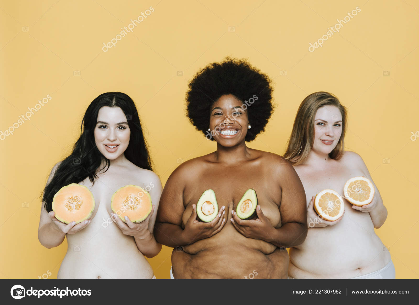Diverse Curvy Nude Women Holding Fruits Breasts Stock Photo by ©Rawpixel  221307962