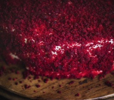 Kırmızı kadife kek yakın çekim 