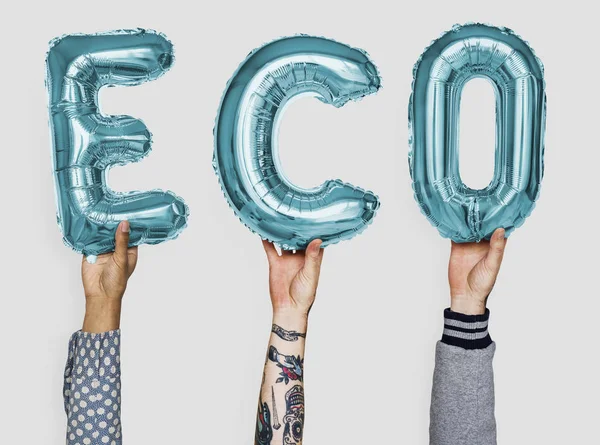 Handen Tonen Ballonnen Word Eco — Stockfoto