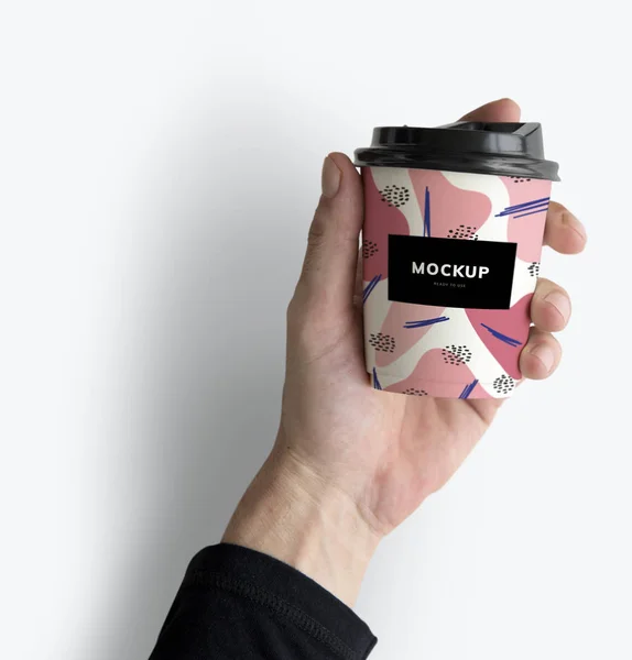 Renkli Paket Servisi Olan Restoran Kahve Fincanı Tutan — Stok fotoğraf