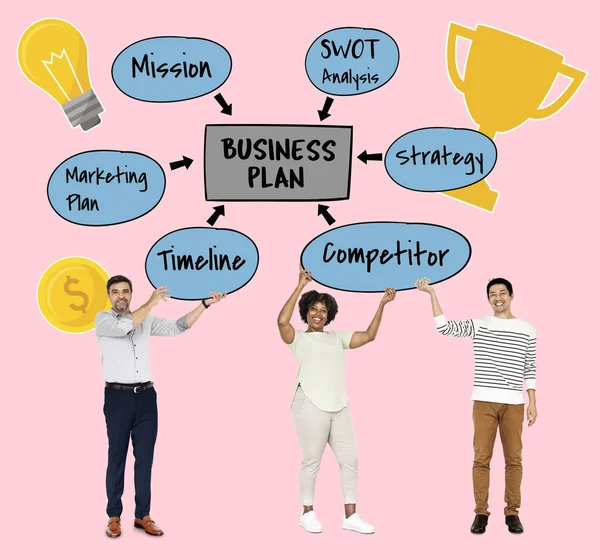 Een Team Met Een Businessplan — Stockfoto