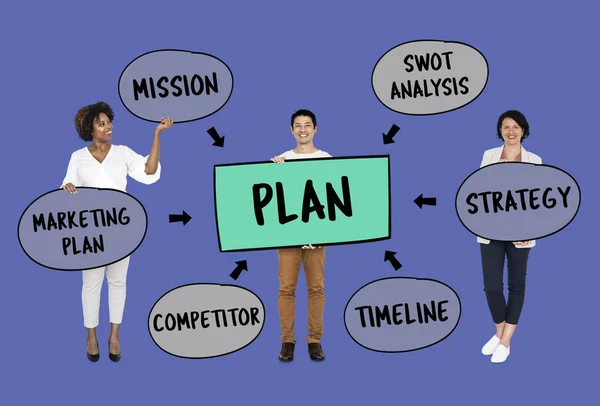 Een Team Met Een Businessplan — Stockfoto