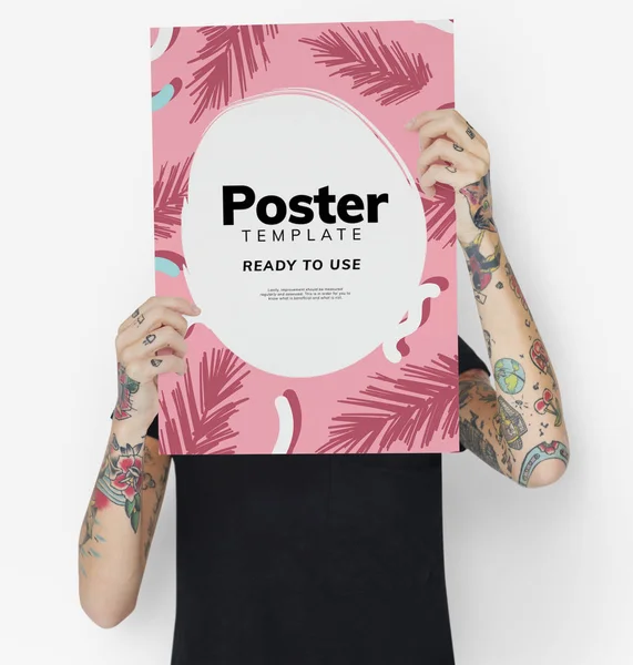 Nascondersi Dietro Colorato Poster Mockup — Foto Stock