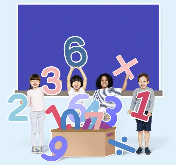 Schüler Lernen Mathematik Mit Zahlen — Stockfoto