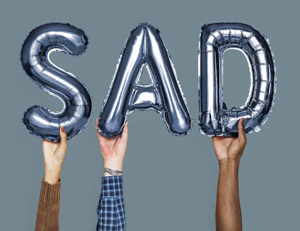 Hands Showing Sad Balloons Word — Stock Photo, Image