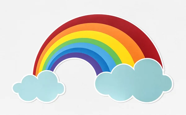 Bunter Regenbogen Mit Wolken Symbol — Stockfoto