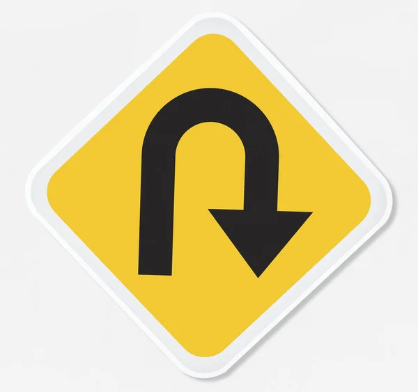 Turn Road Sign Vector Illustration — Stock Photo, Image