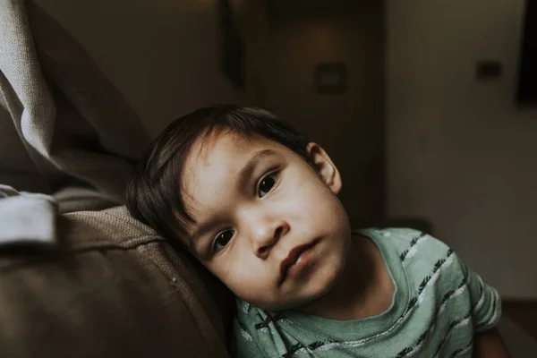 Skeptical Face Portrait Kid — Stock Photo, Image