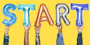 Başlangıç sözcük balonu holding eller