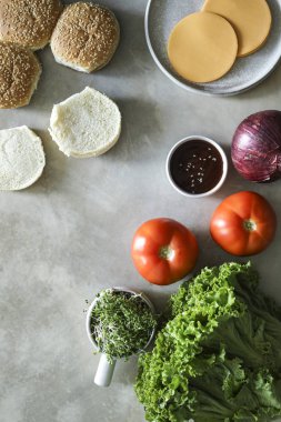 Vegan çizburger tarifi Malzemeler Flatlay