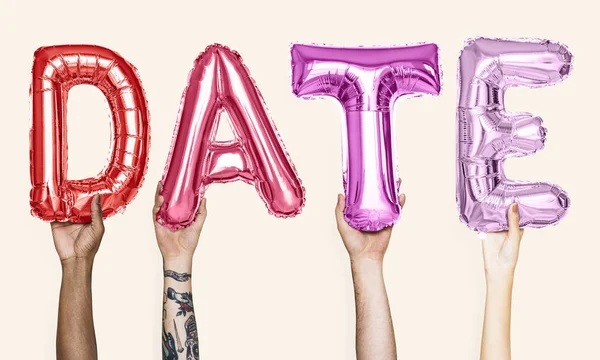 Alfabet Roze Ballonnen Vormen Het Woord Datum — Stockfoto