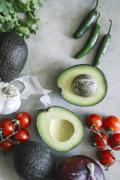 Ingredients Fresh Guacamole Food Photography Recipe Idea — Stock Photo, Image