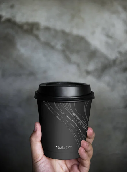 Menselijke Hand Hebt Van Een Mockup Koffie Kopje — Stockfoto