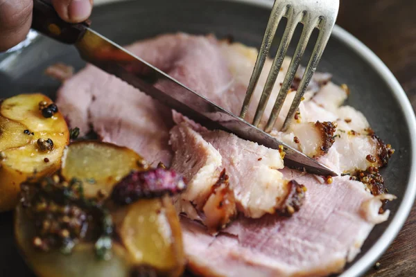 Roasted Ham Food Photography Recipe Idea — Stock Photo, Image