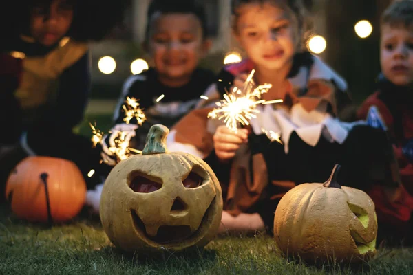 Little Kids Halloween Party Stock Photo
