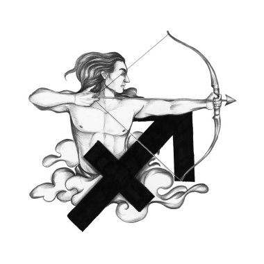 Elle çizilmiş Astroloji sembolü yay çizimi