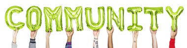 Yeşil alfabe balonlar word topluluk oluşturan