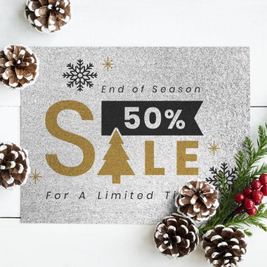 Noel satış işareti mockup kapalı % 50
