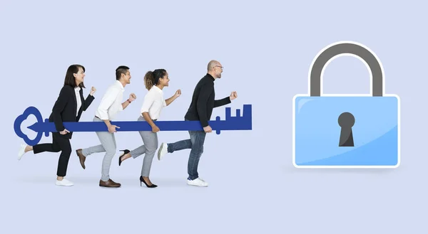 Equipo Negocios Con Seguridad Internet — Foto de Stock