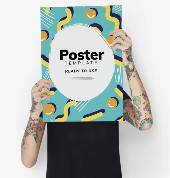 Nascondersi Dietro Colorato Poster Mockup — Foto Stock