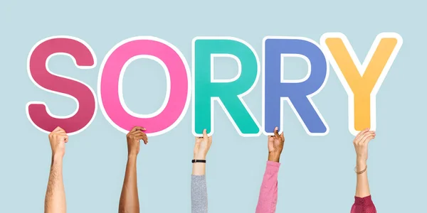 Hände Die Das Wort Sorry Halten — Stockfoto