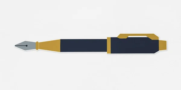 Black Golden Fountain Pen Icon — Stock Photo, Image