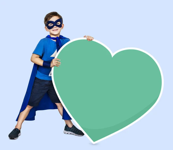 Superhjälte Med Ett Stort Hjärta Ikon — Stockfoto