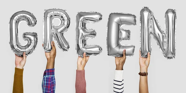 Hands Showing Balloons Word — Stock Photo, Image