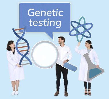 Farklı insanlar genetik test simgeler holding