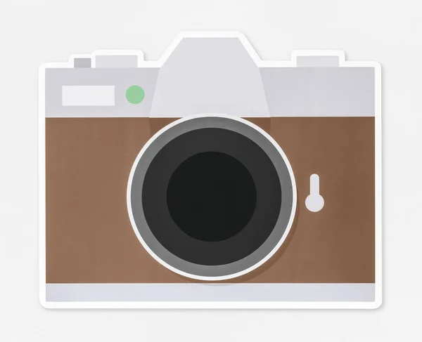 Fotocamera Con Custodia Pelle Icona — Foto Stock