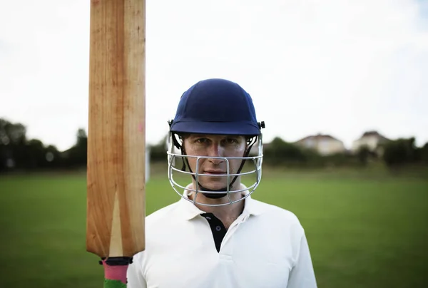 Портрет Игрока Крикет Поле — стоковое фото